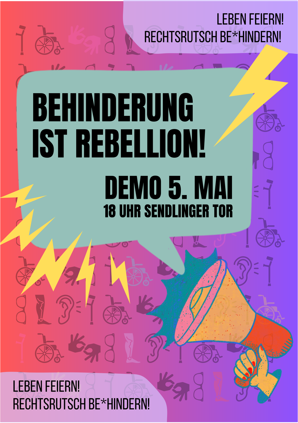 Flyer: Behinderung ist Rebellion – Demo 5. Mai
